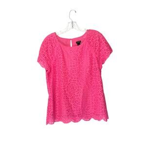 J.Crew Basic Classic Pink Short Sleeve Lace Dainty Coquette Blouse Size‎ 4